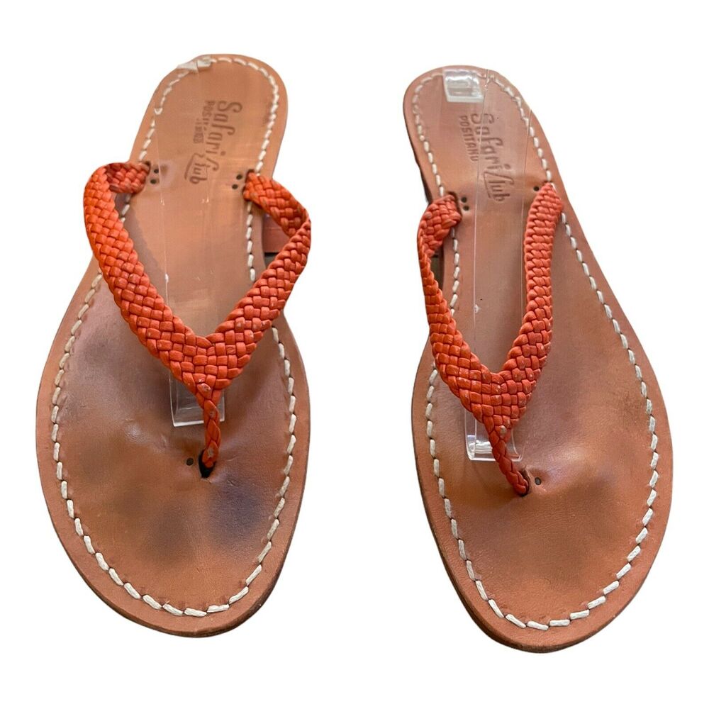 Safari Club Positano Handmade Italy Braided Leather Strap Sandals Size 39